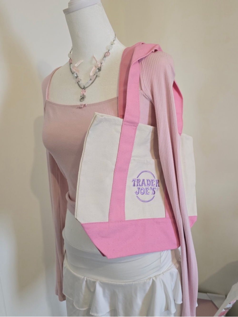 Trader Joe’s Pink Mini Canvas Tote Bag